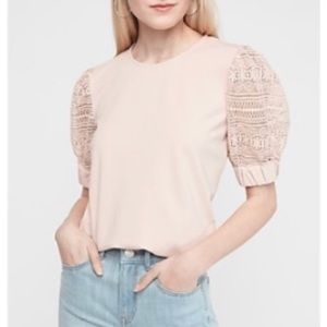 Express lace puff sleeve tee